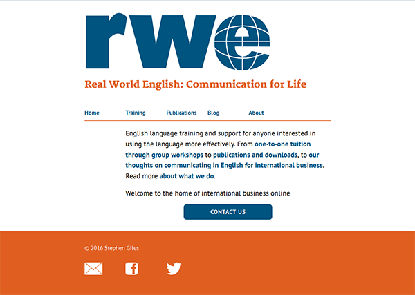 The Real World English home page, desktop view